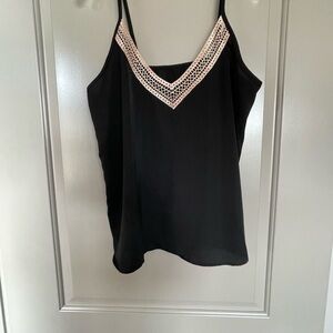 SHEIN Black Camisole with Champagne Lace Detail
